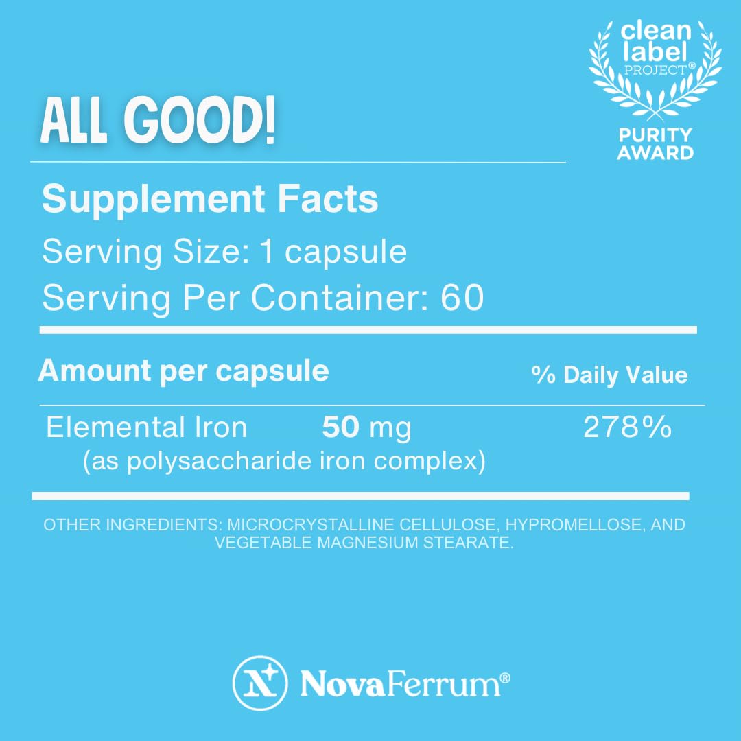 NovaFerrum Fer capsules sur une surface blanche