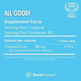 NovaFerrum Fer capsules sur une surface blanche