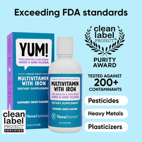 NovaFerrum Yum 16 Fl Oz étiquette avec goût framboise et raisin