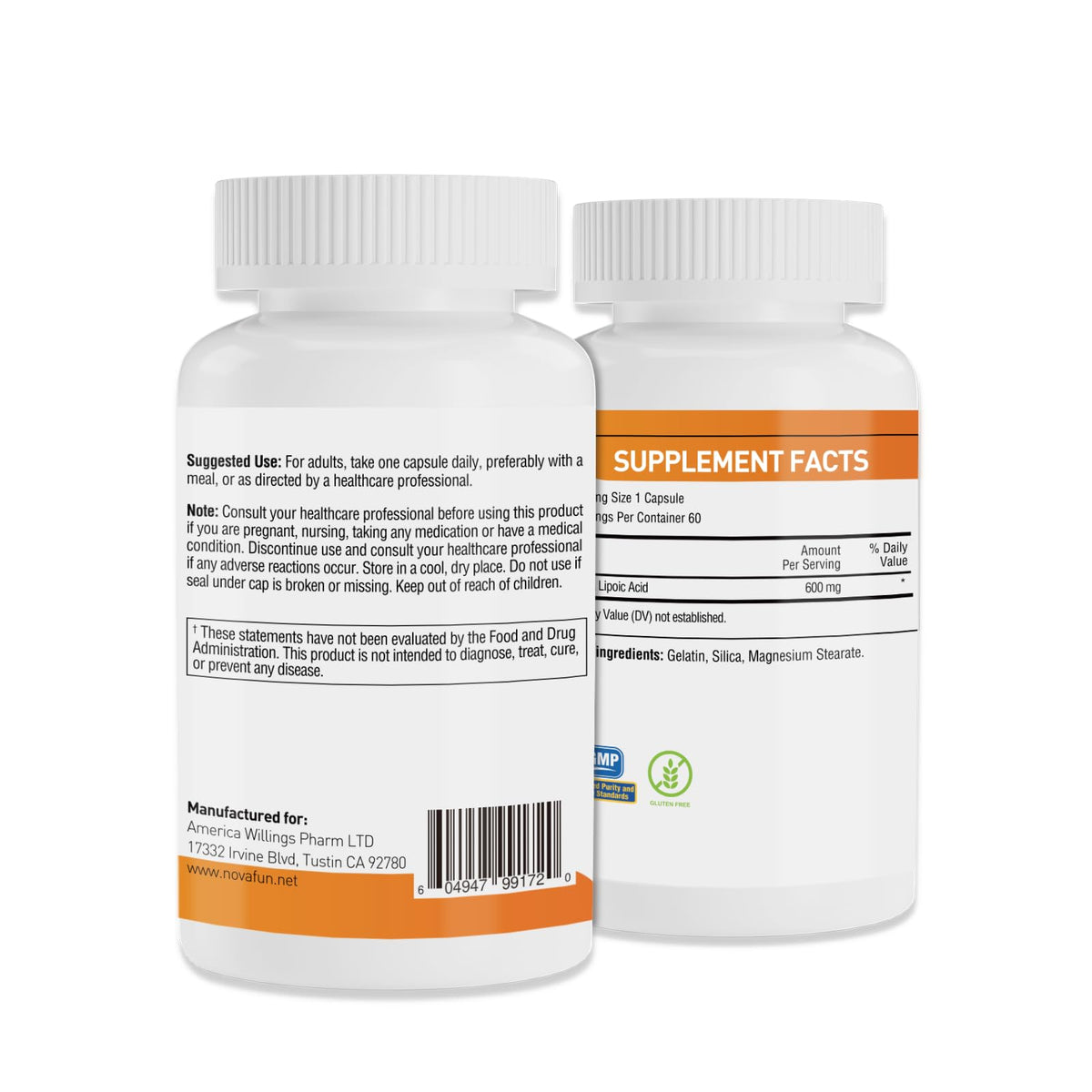 Novafun Acide Alpha Lipoïque 600mg sur une table en bois