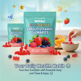 Novali Health Gummies Multivitamines Enfants 9-en-1 à l'intérieur d'une assiette