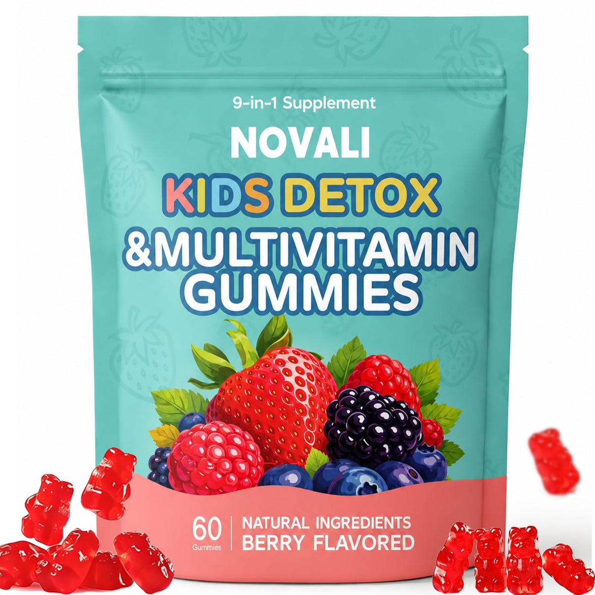 Novali Health Gummies Multivitamines Enfants 9-en-1 avant en vue de face