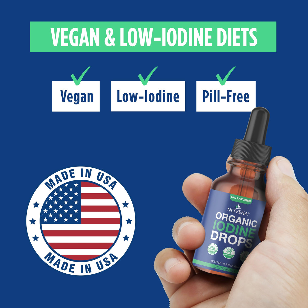 NOVEHA Gouttes d'Iode Biologique 250 mcg - Détails du compte-gouttes