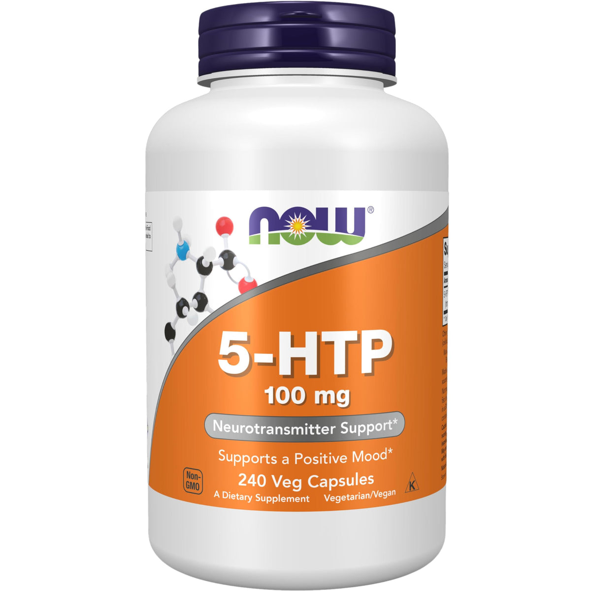 NOW Foods 5-HTP 100 mg capsules végétales en vue de face