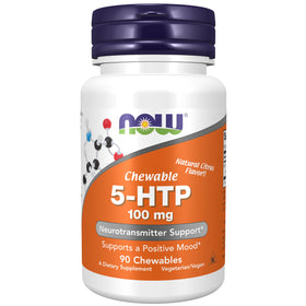 NOW Foods 5-HTP 100 mg chewables goût agrume vue de face