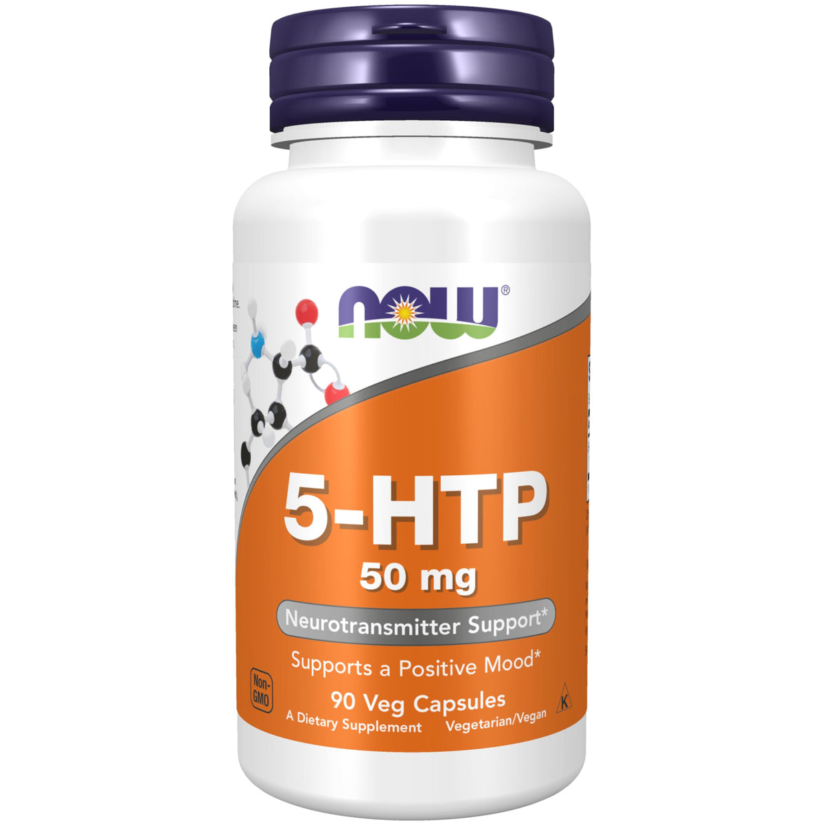 NOW Foods 5-HTP 50 mg 90 capsules vue de face