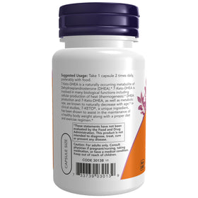 NOW Foods 7-Keto DHEA 100 mg capsules et emballage