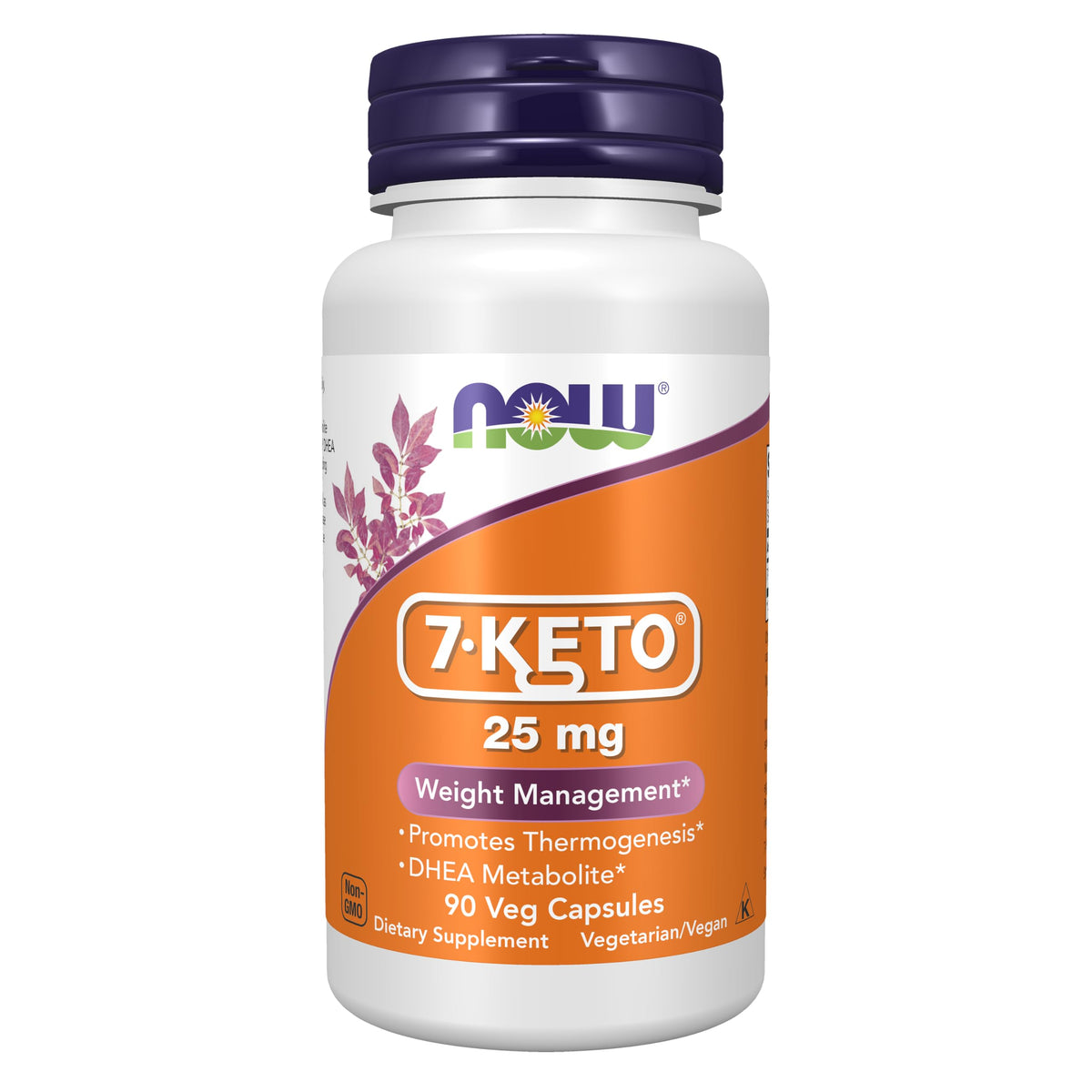 NOW Foods 7-Keto DHEA 25 mg gélules végétales vue de face