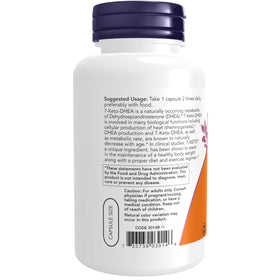 NOW Foods 7-Keto DHEA Acétate 100 mg - étiquette détaillant les ingrédients