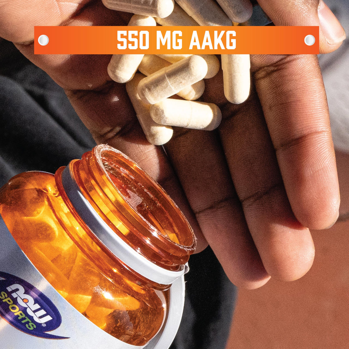 NOW Foods AAKG 2200 Arginine 180 Veg Caps vue de dos