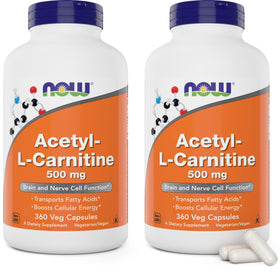 NOW Foods Acétyl L-Carnitine 500mg pack de 2 capsules végétales