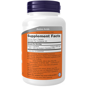 NOW Foods Acetyl-L-Carnitine 750 mg comprimés à l'intérieur de la boîte