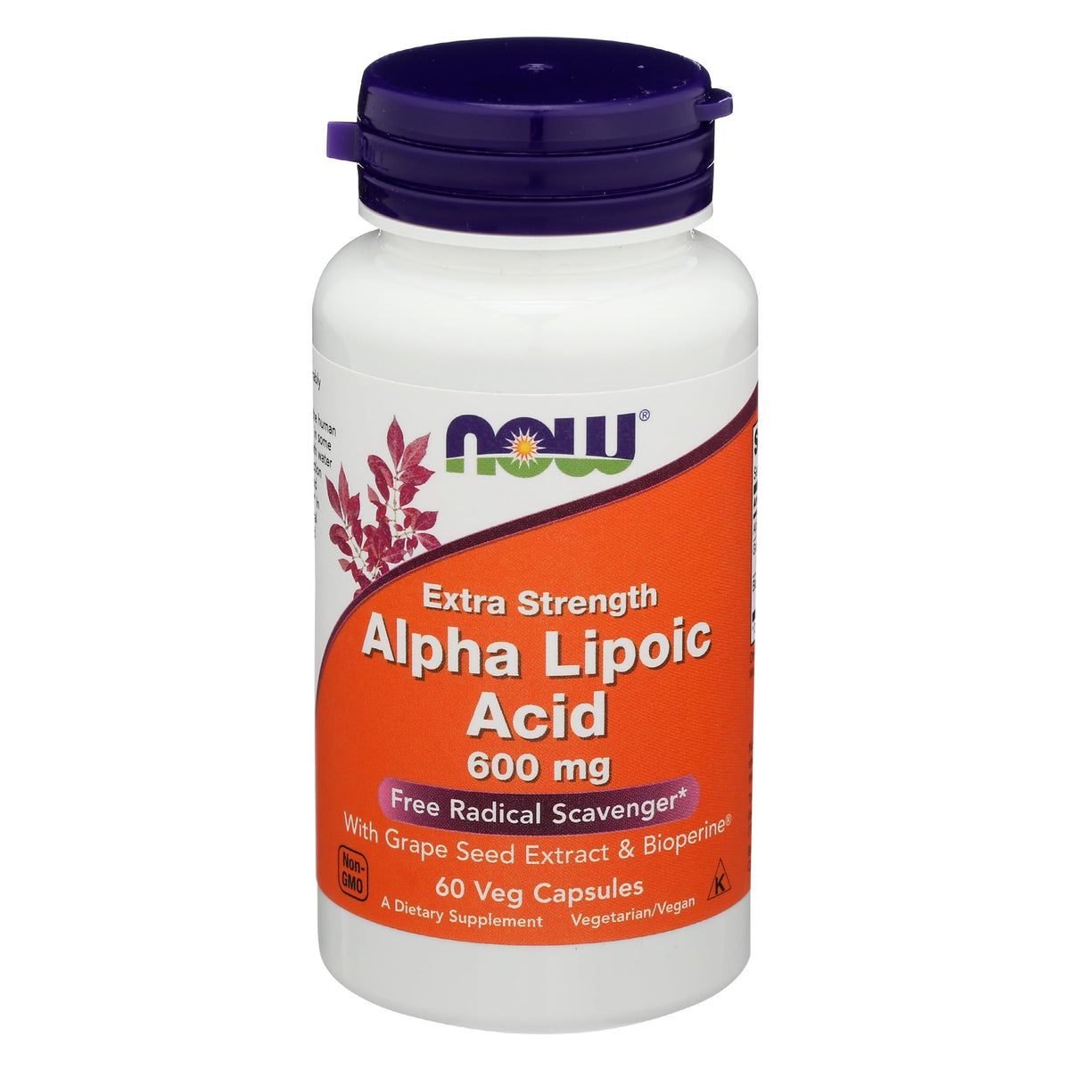 NOW Foods Acide Alpha-Lipoïque 600mg 60 capsules végétales vue de face