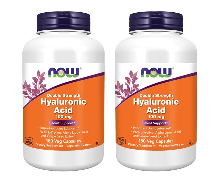 NOW Foods Acide Hyaluronique 100 mg capsules végétales avec L-Proline