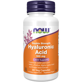 NOW Foods Acide Hyaluronique 100 mg devant le packaging
