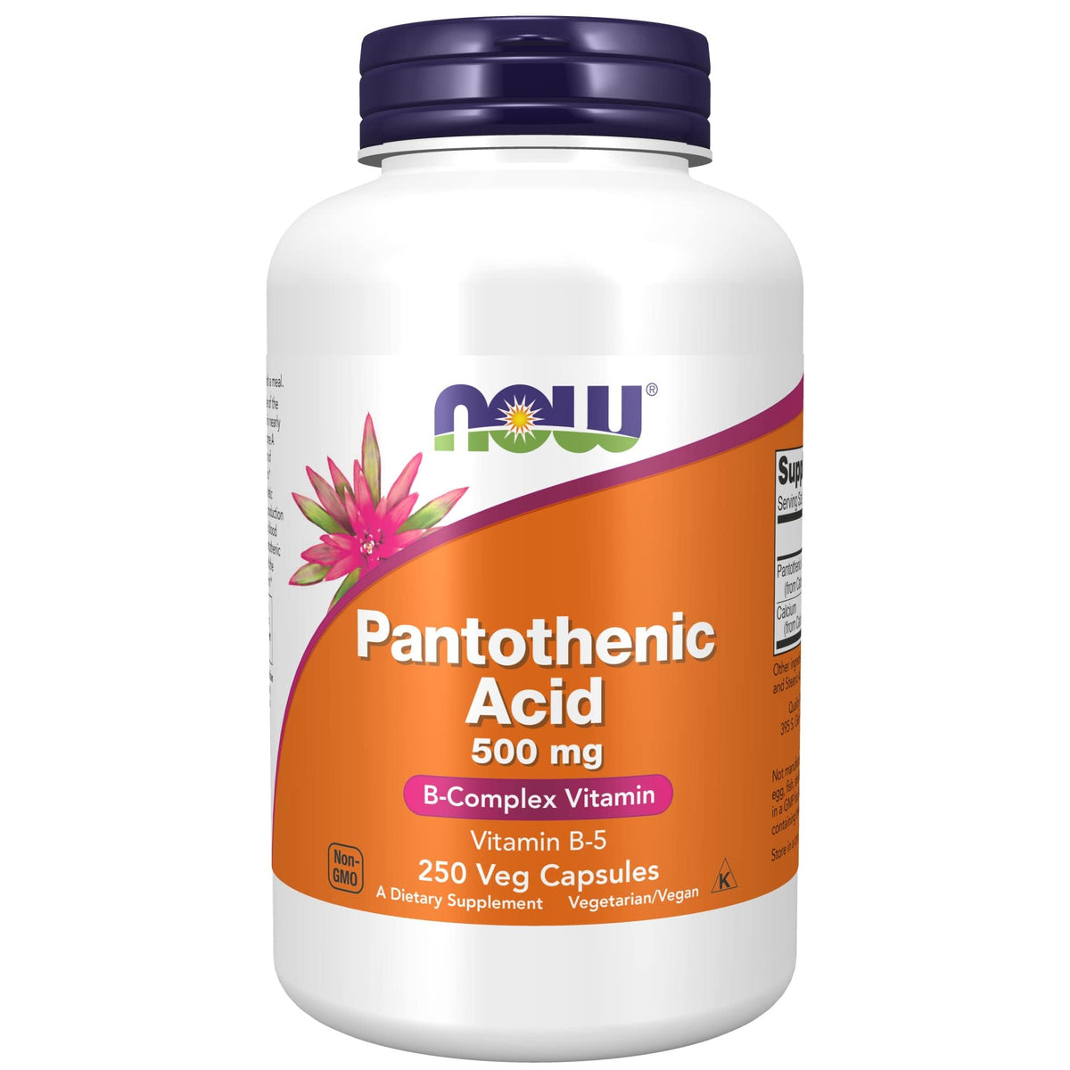 NOW Foods Acide Pantothénique 500 mg bouteille vue de face