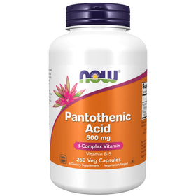 NOW Foods Acide Pantothénique 500 mg bouteille vue de face