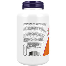 NOW Foods Acide Pantothénique 500 mg étiquette avec spécifications