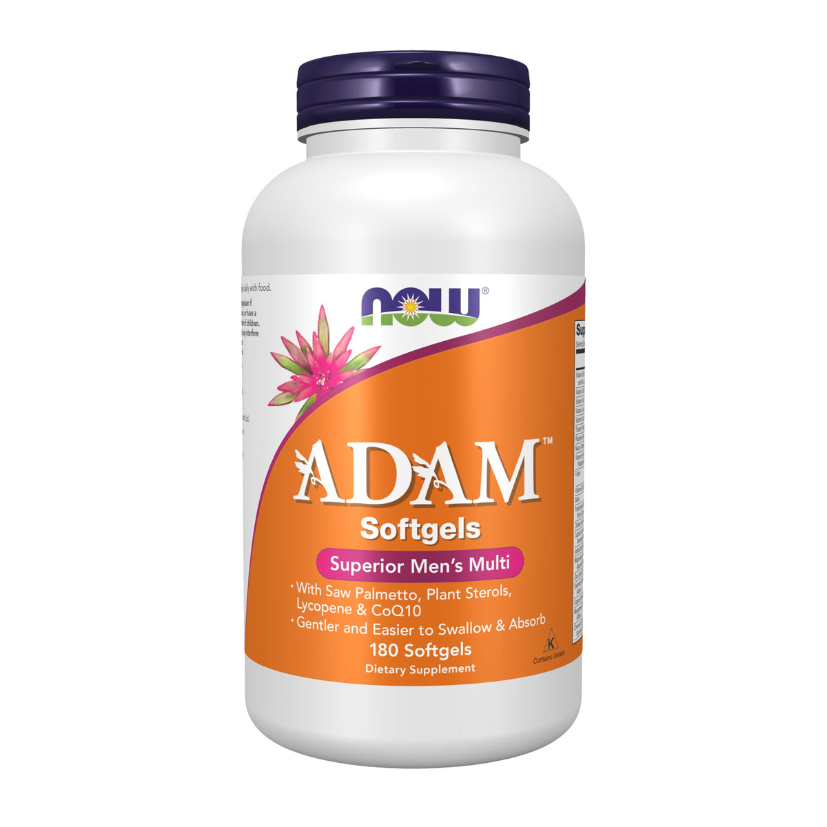 NOW Foods ADAM™ Multivitamine pour Hommes 180 gélules, vue de face
