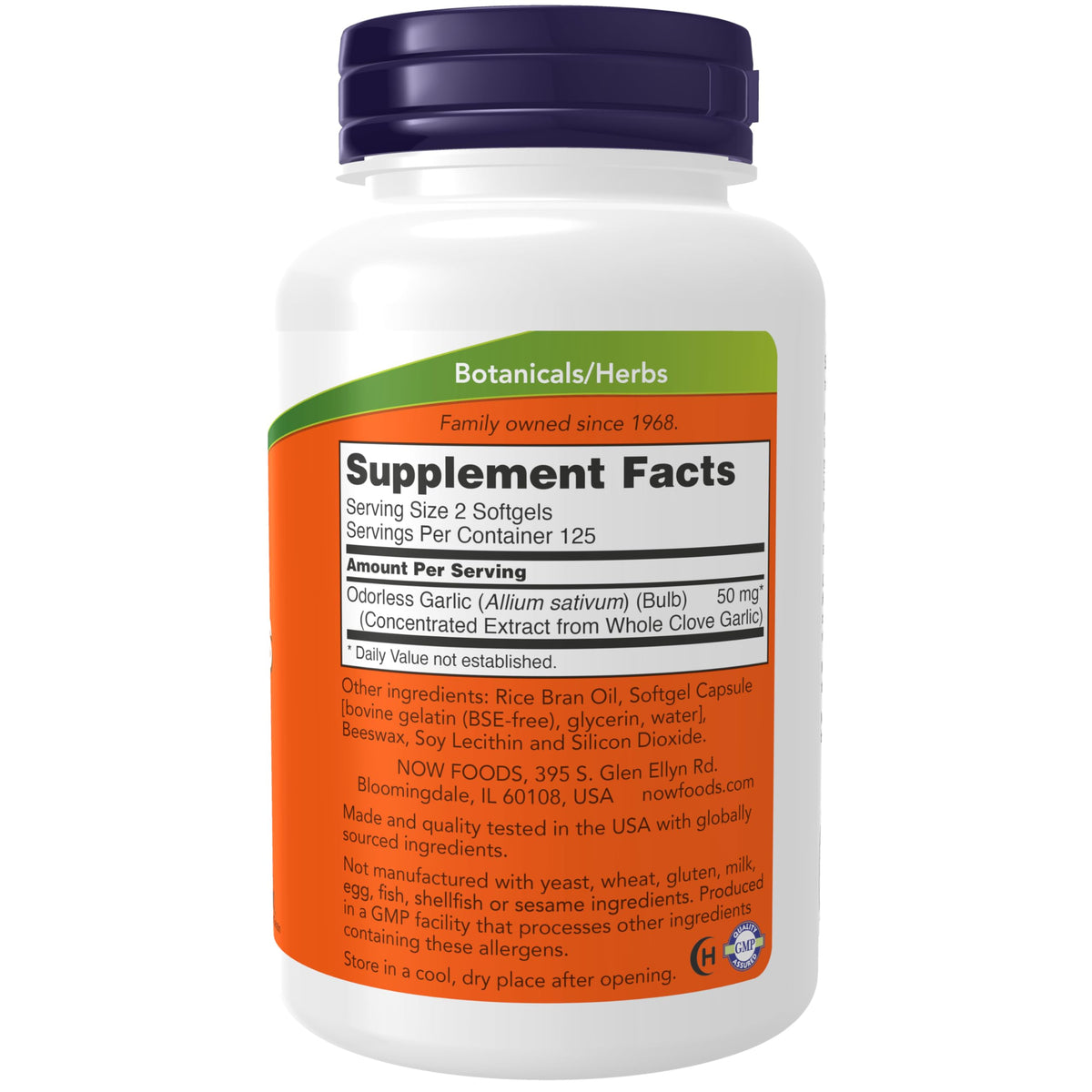 NOW Foods Ail Sans Odeur gélules avec emballage
