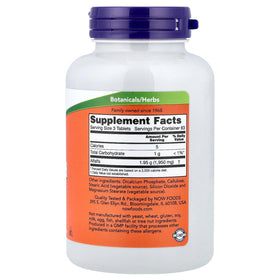 NOW Foods Alfalfa 250 comprimés vue latérale montrant la taille
