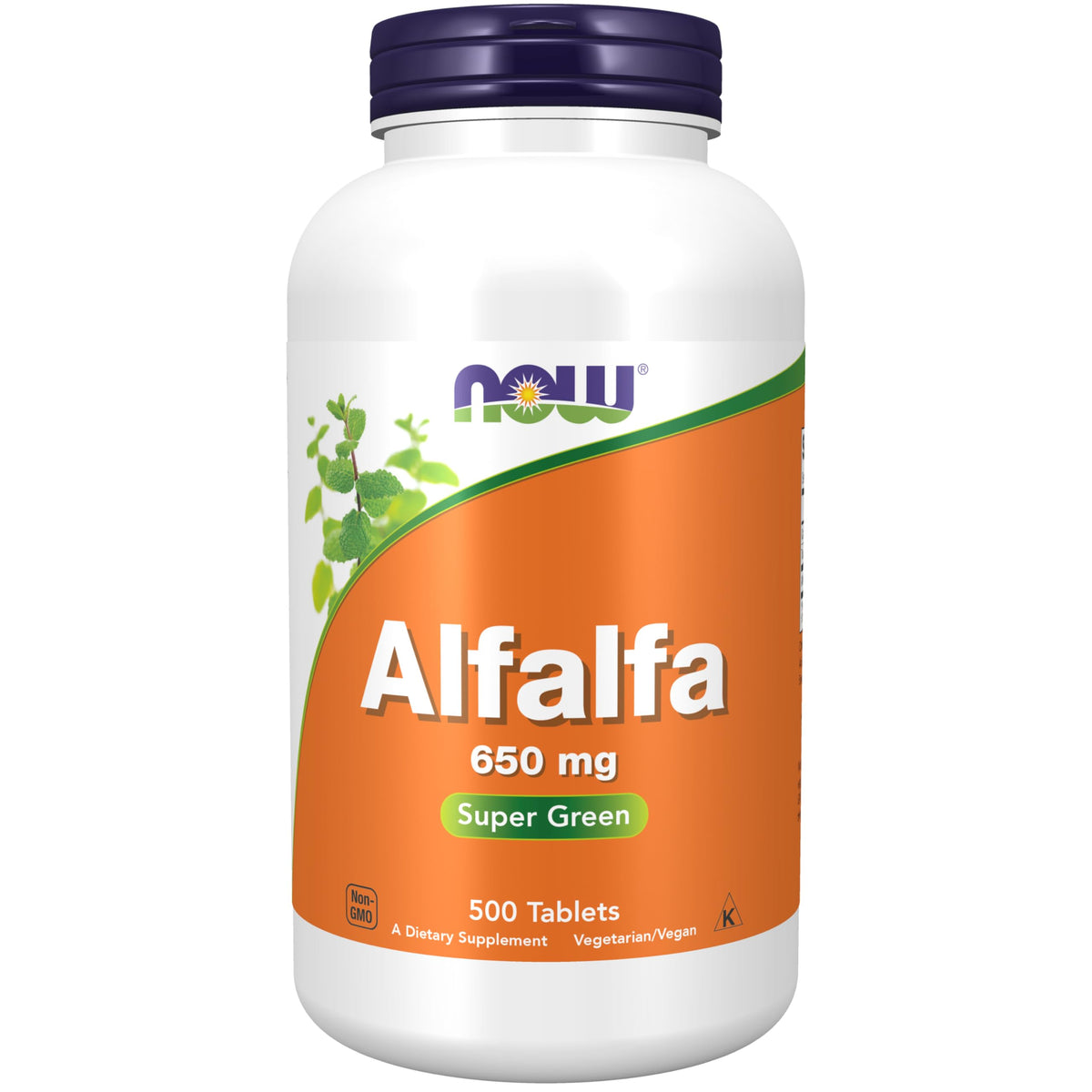 NOW Foods Alfalfa 650 mg 500 comprimés devant l'emballage