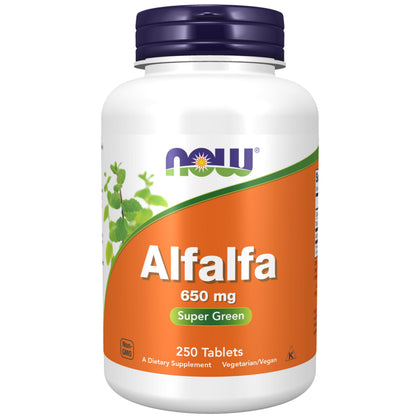 NOW Foods Alfalfa 650 mg boîte de 250 comprimés vue avant