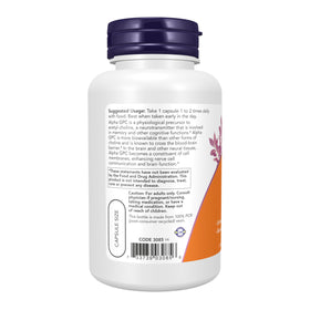 NOW Foods Alpha GPC 300 mg gélules végétales sur fond blanc