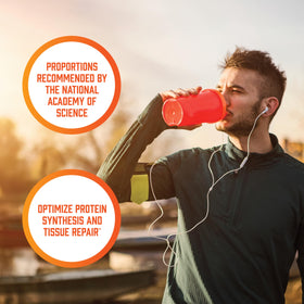 NOW Foods Amino-9 Essentials™ Poudre 330g près d'un verre d'eau
