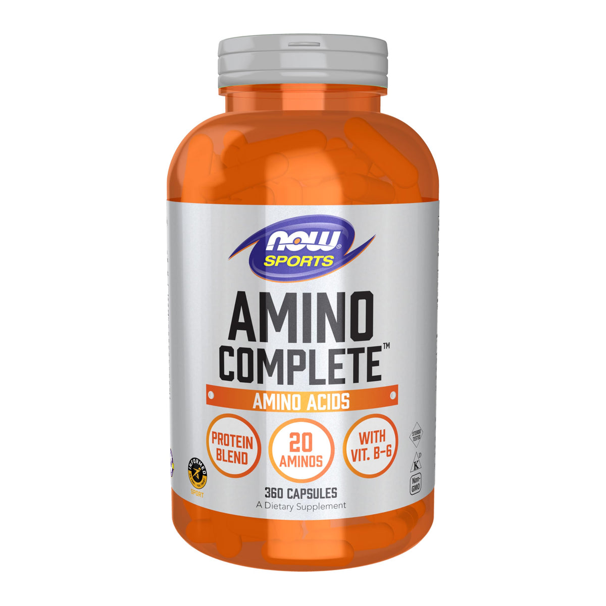 NOW Foods Amino Complete 360 capsules vue avant avec étiquette