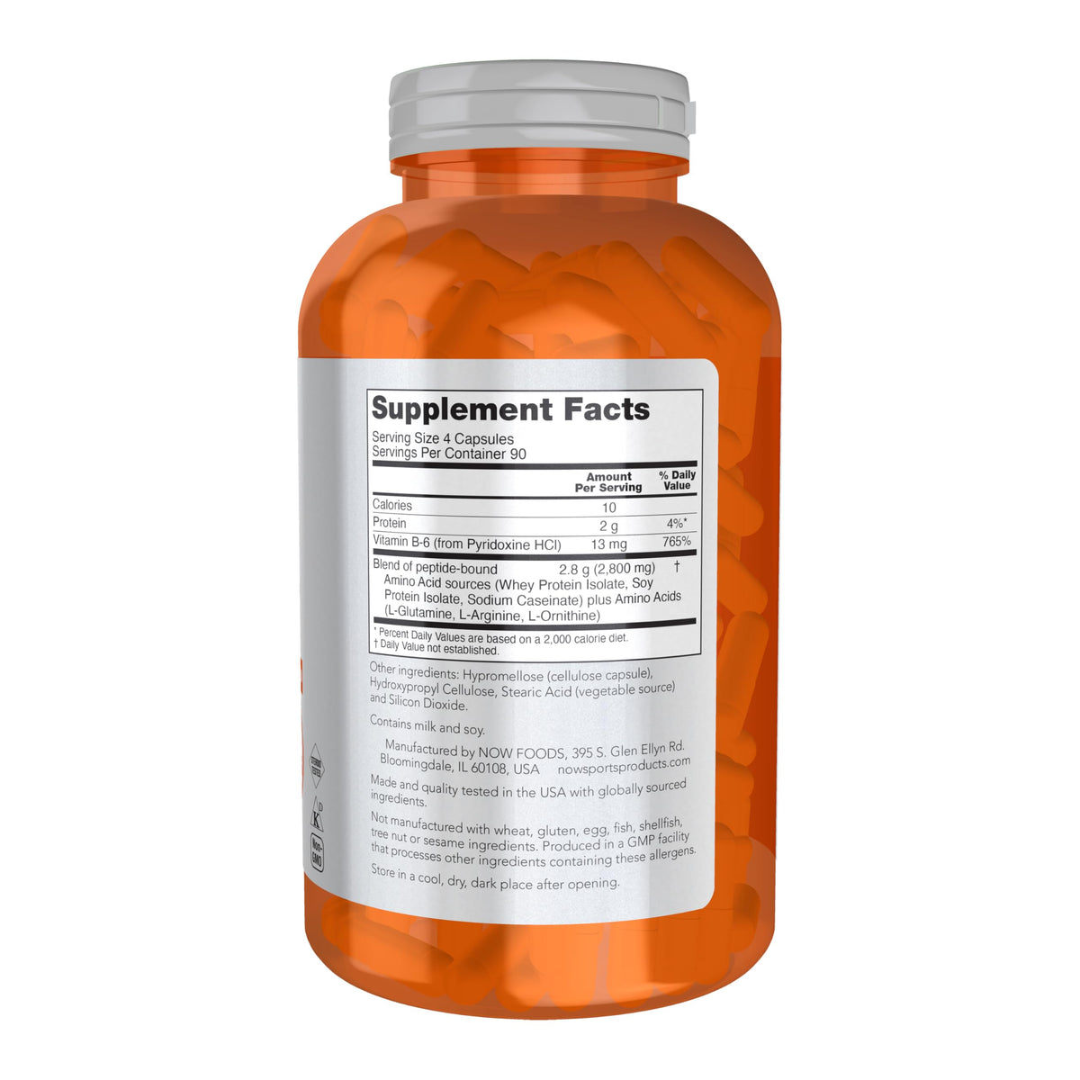 NOW Foods Amino Complete 360 gélules vue latérale