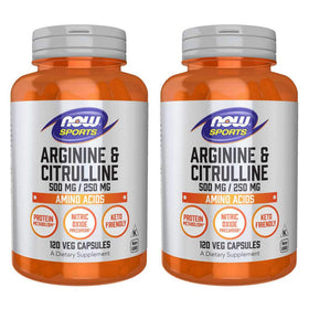 NOW Foods Arginine & Citrulline 120 Capsules avant