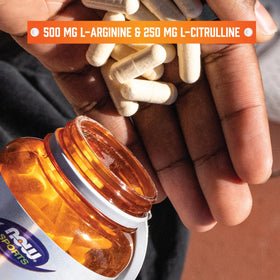 NOW Foods Arginine & Citrulline 120 Veg Caps on white background