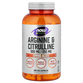 NOW Foods Arginine & Citrulline 240 capsules vue de face