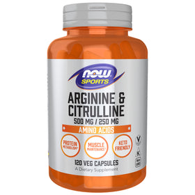 NOW Foods Arginine & Citrulline 500 mg 120 Veg Caps front view