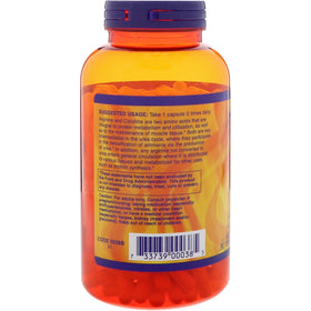 NOW Foods Arginine & Citrulline capsules sur un fond neutre