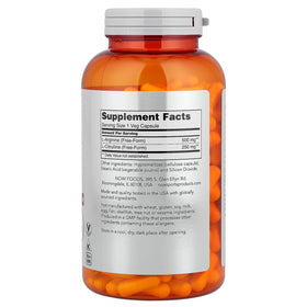 NOW Foods Arginine & Citrulline emballage avec informations nutritionnelles