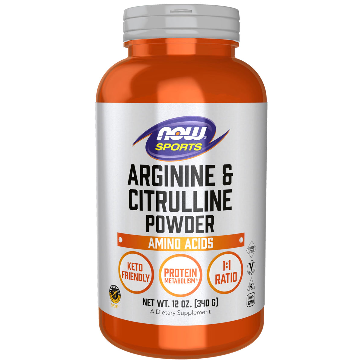NOW Foods Arginine & Citrulline Poudre 415g vue de face