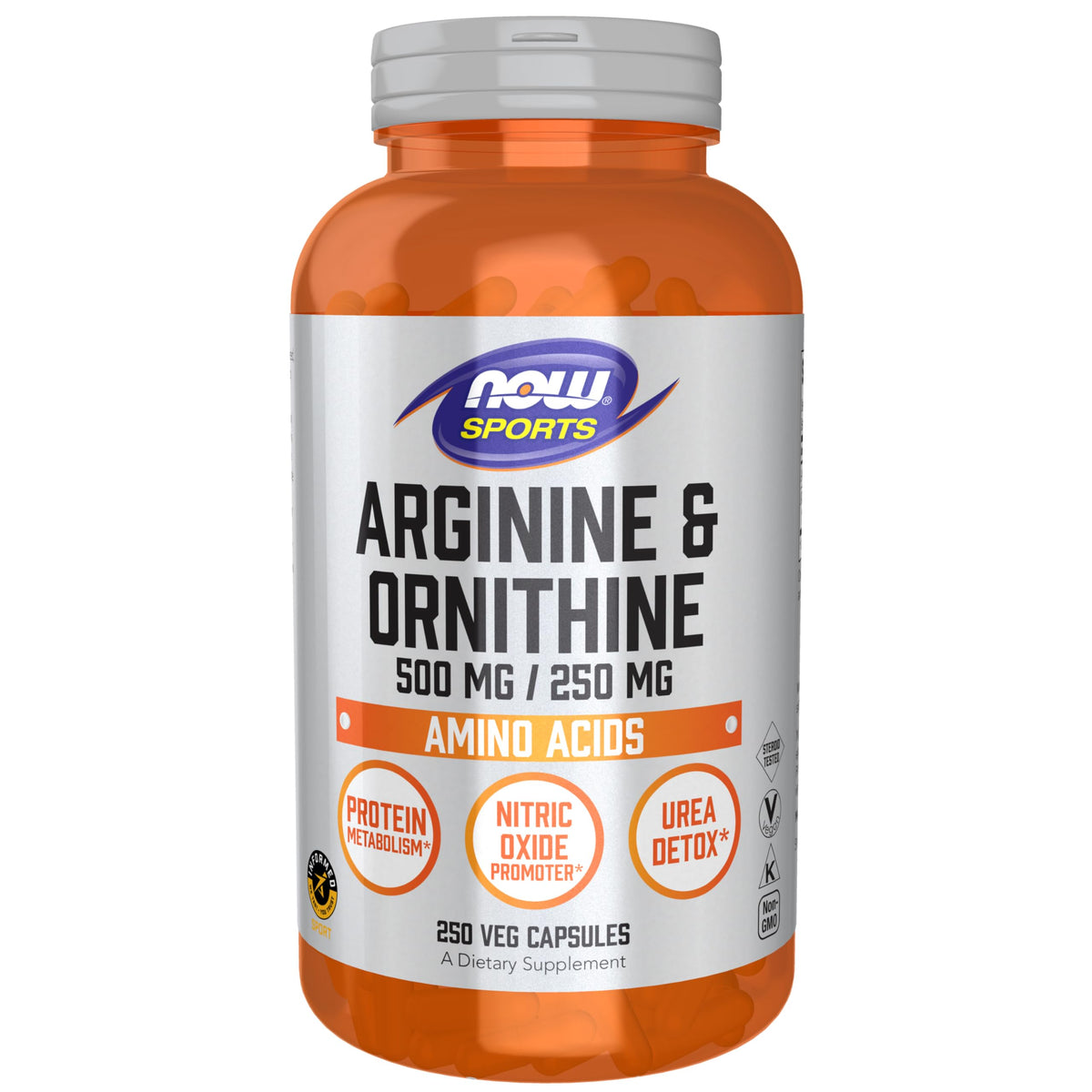 NOW Foods Arginine & Ornithine 500/250 mg boîte de 250 gélules végétales