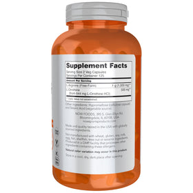 NOW Foods Arginine & Ornithine 500 mg vue de face