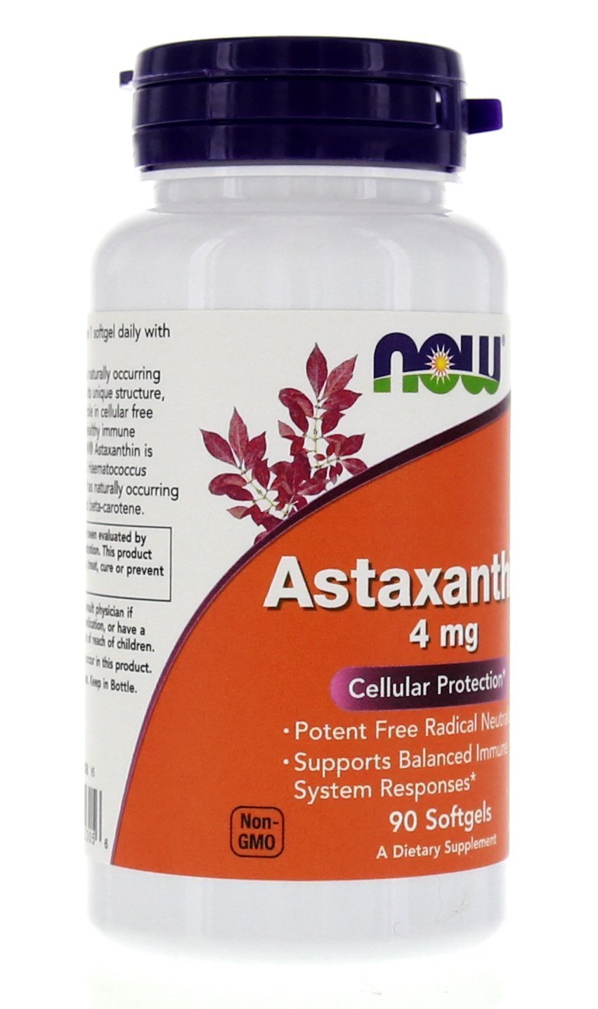 NOW Foods Astaxanthin 4mg avec d'autres compléments alimentaires