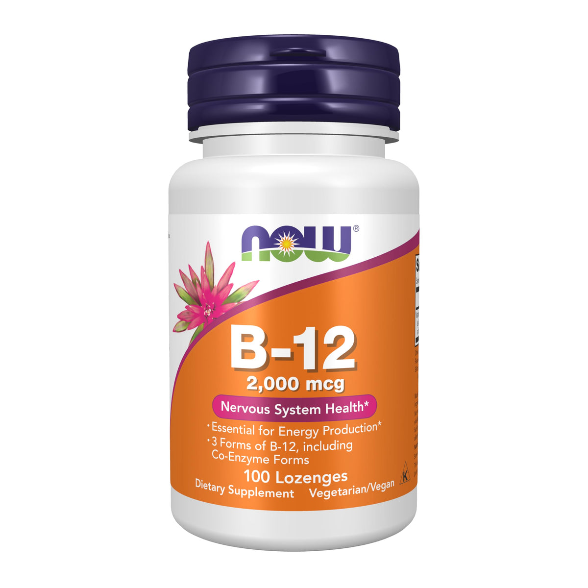 NOW Foods B-12 2000 mcg comprimés en boîte vue avant