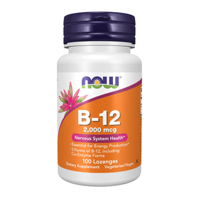 NOW Foods B-12 2000 mcg comprimés en boîte vue avant