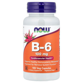 NOW Foods B-6 100mg 100 capsules vue de face