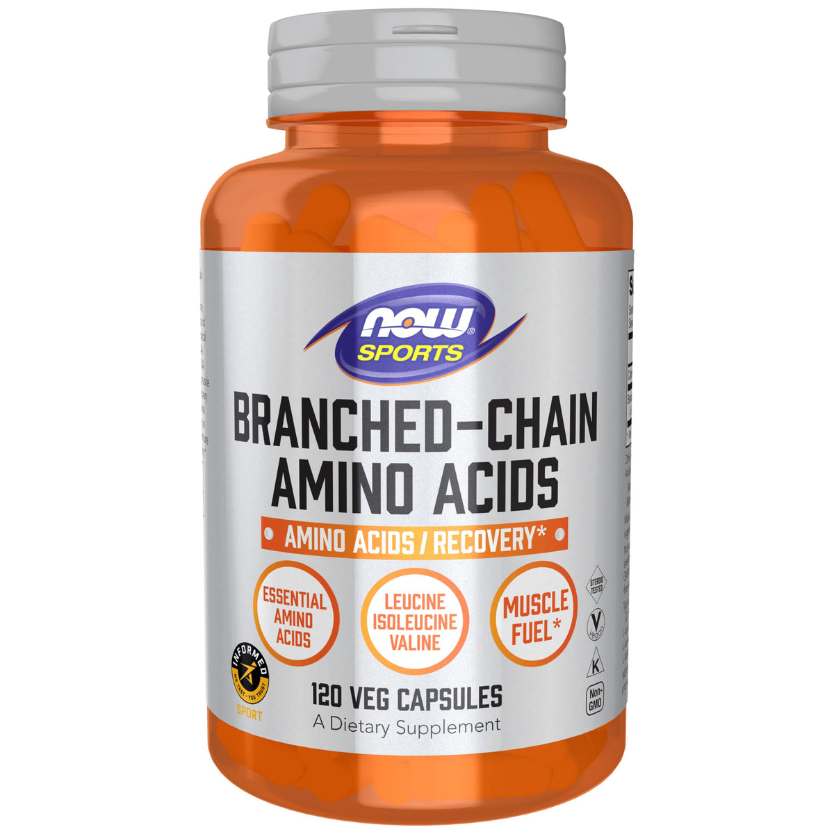 NOW Foods BCAA 120 capsules vue de face