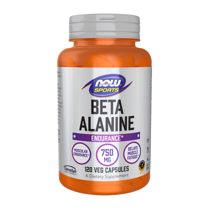 NOW Foods Beta-Alanine 750 mg 120 capsules végétales vue de face