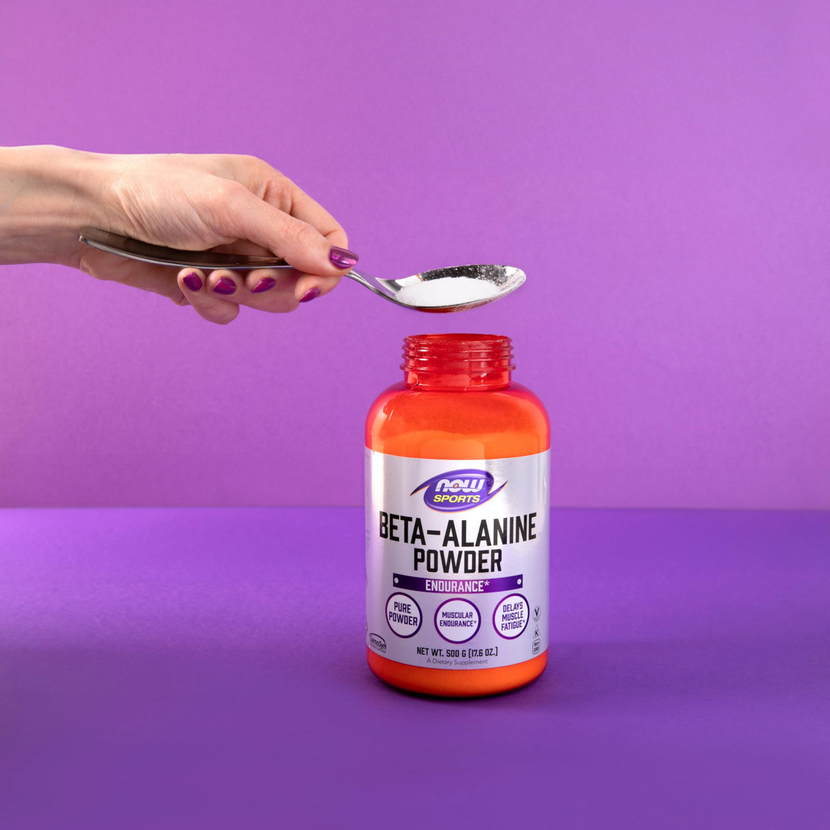 NOW Foods Beta-Alanine Poudre Pure 2000 mg 500 g emballage