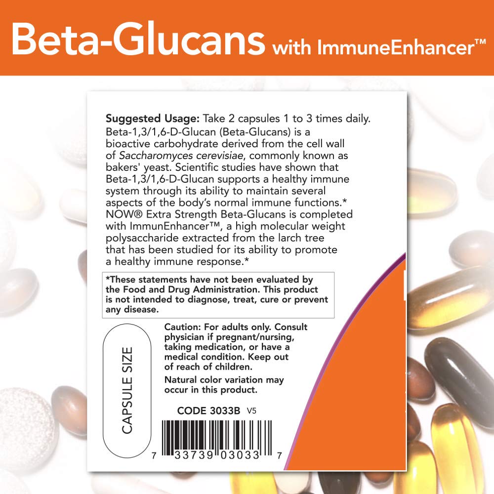 NOW Foods Beta-Glucans 60 VegiCaps showing capsule size