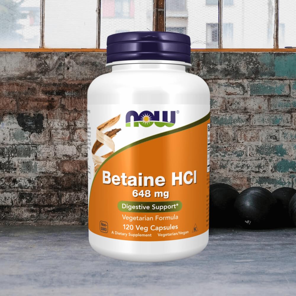 NOW Foods Betaïne HCl 120 capsules vue arrière