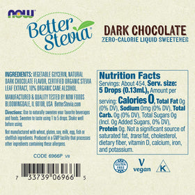 NOW Foods Better Stevia Liquide Chocolat Noir 2 oz arrière
